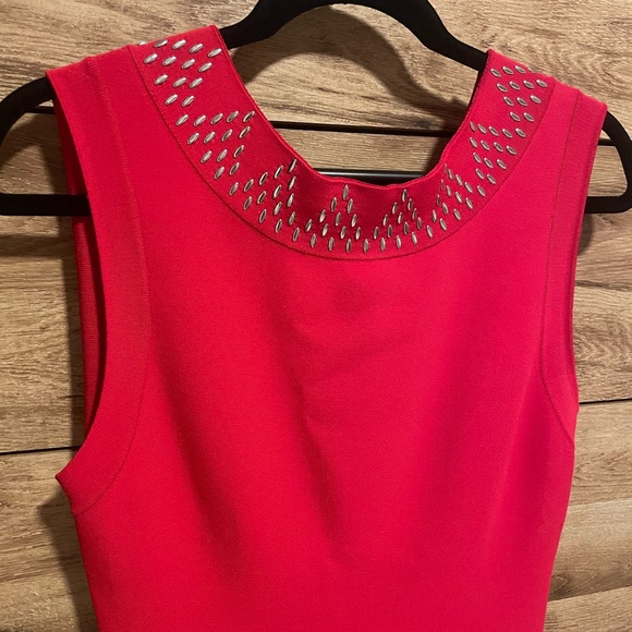 Red Sleeveless Cut Out Midi Dress